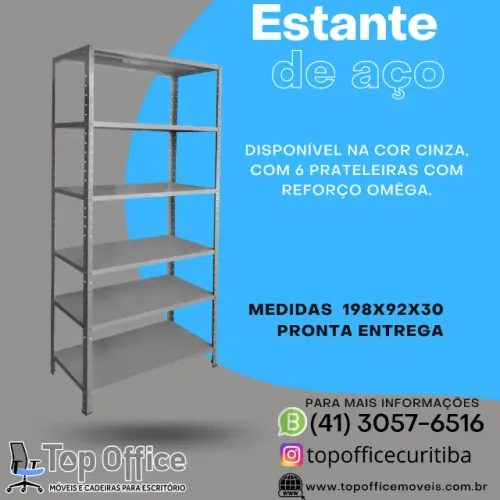 Estante de Aço com 6 Bandejas - Prateleira de Aço - Promoção Estante de Aço 30cm