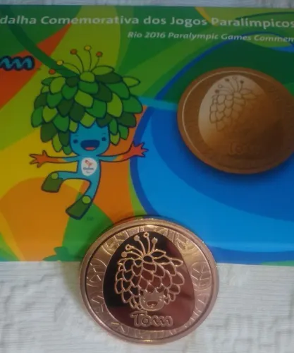 Medalha Mascote Tom Paraolimpíadas Rio 2016 original 