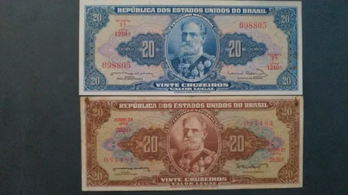 2 Notas antigas Deodoro da Fonseca, 20 cruzeiros