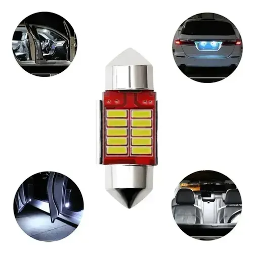Lampada Torpedo Branca Colby Cambus Teto Mala 31mm 10 Led