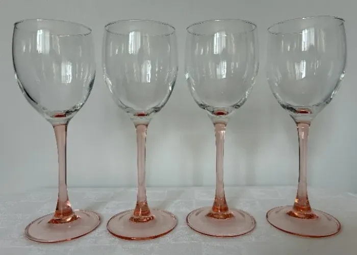 4 Lindas Taças Altas Francesas de Cristal para Vinho (altura: 20 cm)