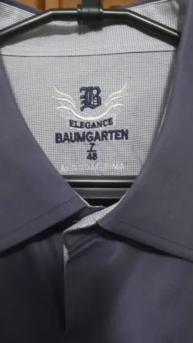 Camisa Baumgarten, azul-chumbo, algodão pima, 7/48.