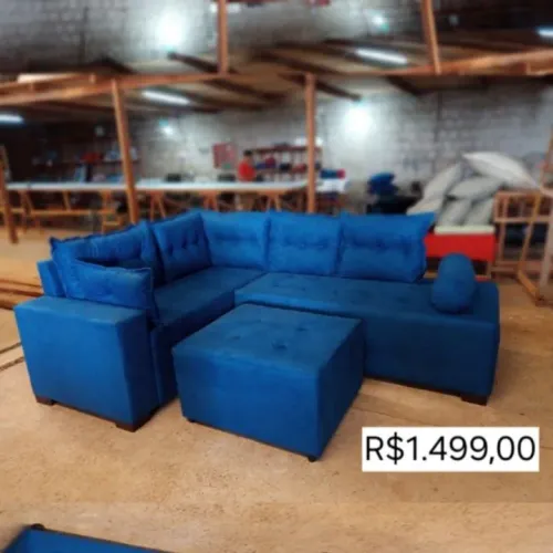 PROMOÇÃO URGENTE - Sofá GIGANTE de CANTO Aurora Azul Disponível