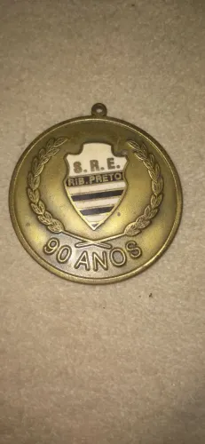 Medalha comemorativa antiga de 90 anos da sociedade recreativo esportiva ribeirão preto