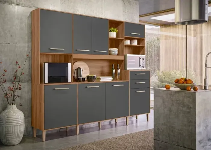 Armário de Cozinha 8 Portas 2 Gavetas 