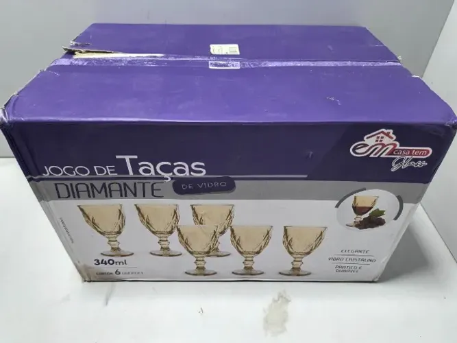Jogo de Tacas Diamante de Vidro 340ml 6 Unidades Casa tem Glass