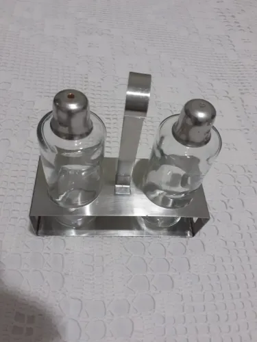 Galheteiro em vidro e Inox 