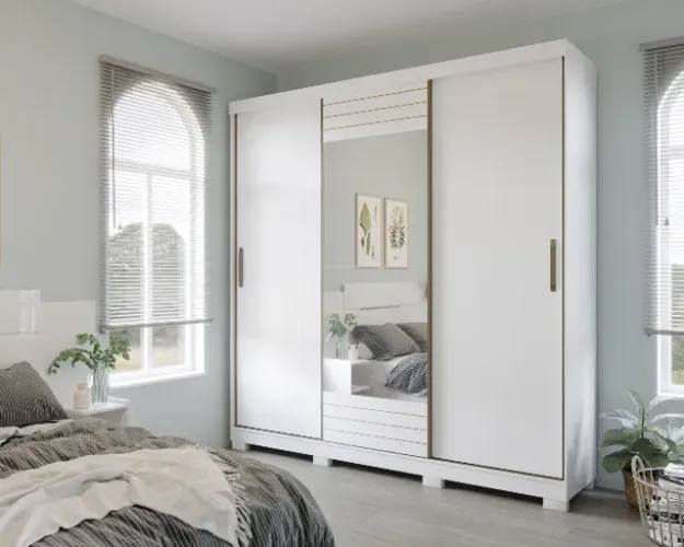 ROUPEIRO CASAL 100% MDF / 3 PORTAS DE CORRER 4 GAVETAS  