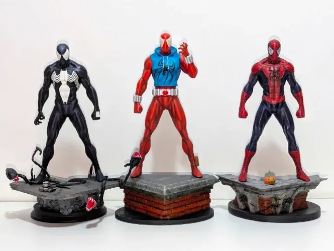 Spider-man trio 1/6 estátua colecionável tipo sideshow e iron studios impressão 3D