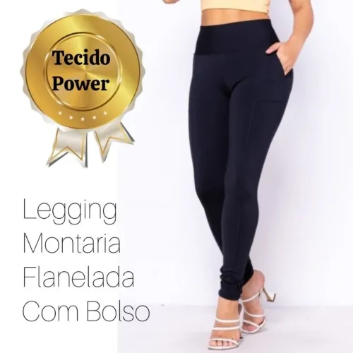Calça feminina Legging Montaria Flanelada Com Bolso