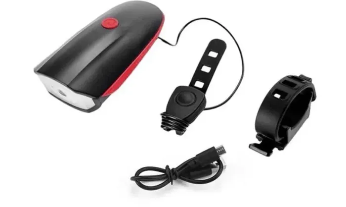 Farol Bike + Buzina (USB Recarregável)