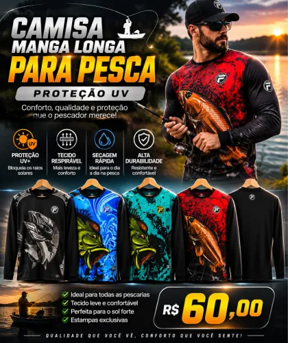 Camisa para pesca com proteção uv