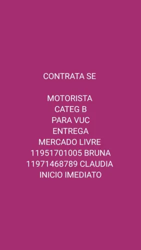 Motorista para entrega mercado livre categoria B