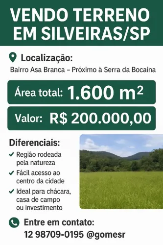 Terreno próximo a serra da Bocaina, ótimo para morar ou negócio.