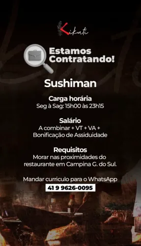 VAGA PARA SUSHIMAN