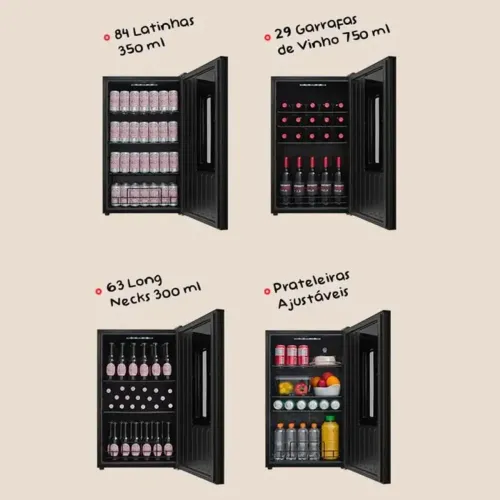 FISCHER CERVEJEIRA INFINITY MULTI FROST FREE 92L PRETO 220V