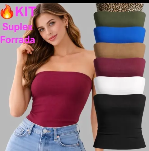 Kit3/4 Tomara Que Caia cropped Blusa Feminino Básico forrada Suplex Blogueira Premium