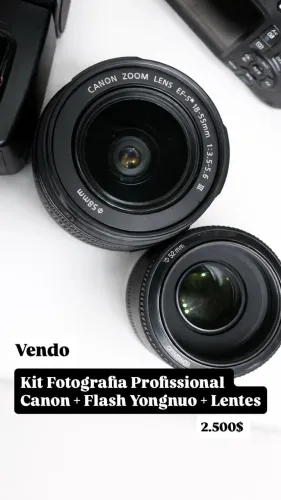Kit Fotografia Profissional Canon T5 + Flash Yongnuo + Lentes 18-55 e 50mm