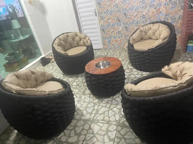 Conjunto de mine Chaise em tricô Náutico, DISPONÍVEL EM CORES