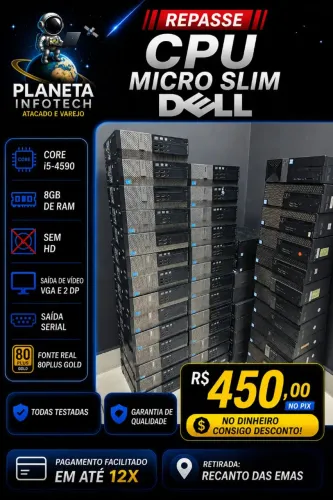 CPU Micro Slim DELL core i5 4590 com 8gb de ram e sem HD ( REPASSE )