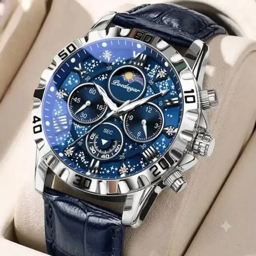 Relógio Masculino Poedagar Quartz Couro 3atm Cronógrafo Orig