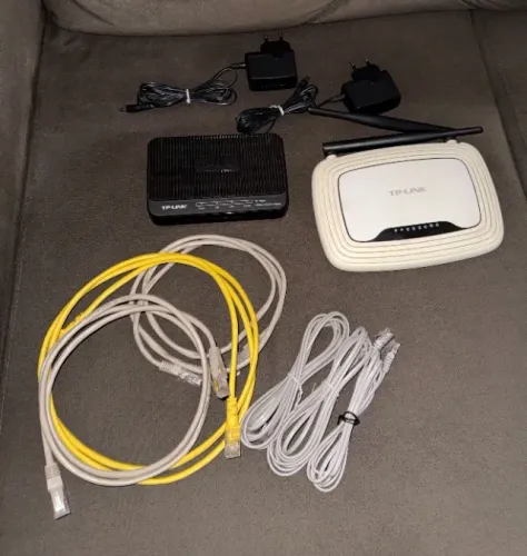 KIT TP-LINK 2 ROTEADORES + CABOS + FONTES PRONTO PARA USO