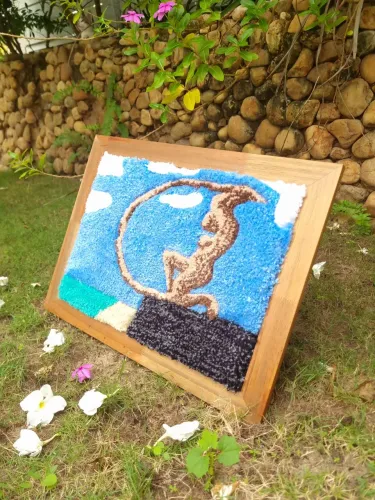 Quadro Decorativo Arte em Fios / Relevo 40x30 - Feito à Mão - Estúdio Tato