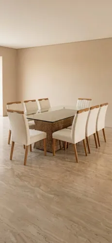 Mesa jantar vidro   Seis cadeiras 