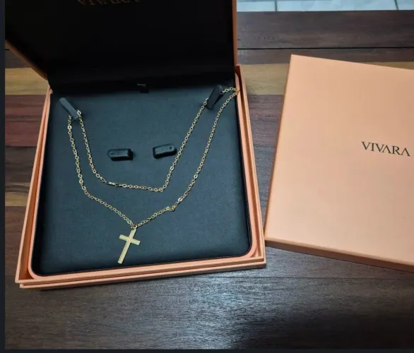 Colar Ouro maciço Vivara 60cm pingente Cruz com nota fiscal