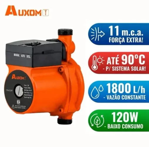 Bomba Reforçadora de Pressão de Água 120W Automática 11MCA 1800L/h Silenciosa até 90°C