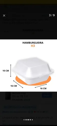 Hamburgueria H-3 / 750un. Isopor Branca