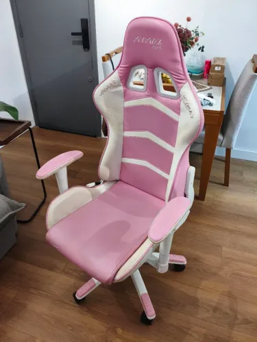 Cadeira Gamer Mymax MX5 Ergonômica Rosa/Branca Couro Sintético 