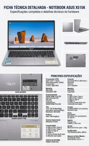 Fotos reais do Notebook Asus, possui nota fiscal