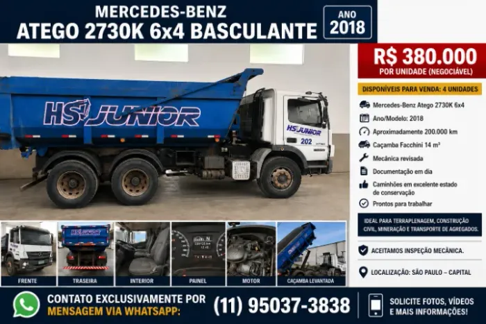 Mercedes-Benz Atego 2730K 6x4 Basculante - Ano 2018