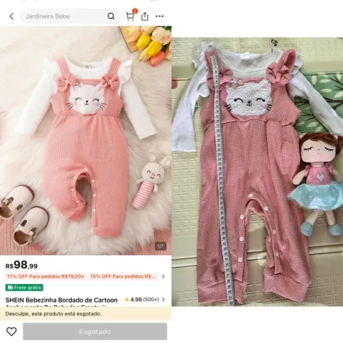 Macacão Bordado com blusa branca bebê