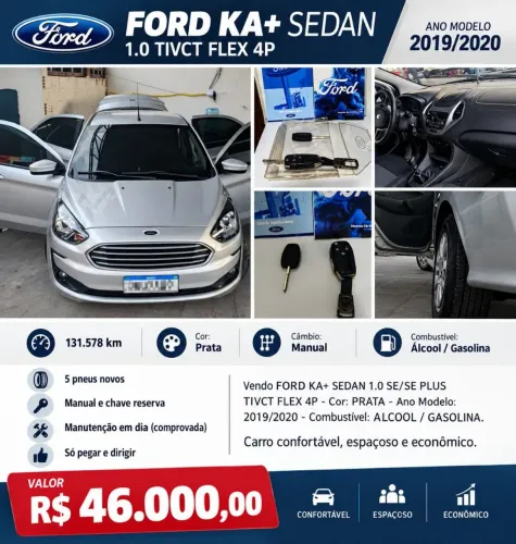 Ford KA+ Sedan 1.0 Tivct Flex 4P 2020