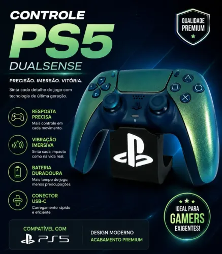 Controle PS5 original sem fio. Semi novo. Aqui na LOJA FABGAMES