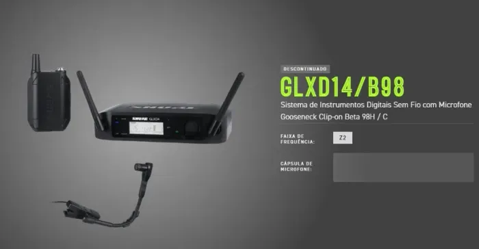 Microfone Kit Sem Fio Shure GLXD14 + Beta 98H/C Original - Pouco Usado