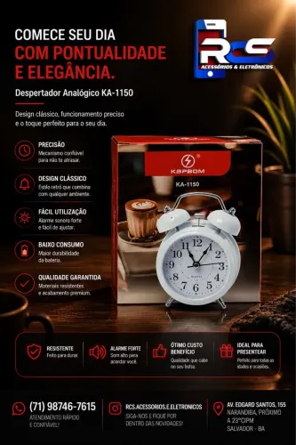 Mini Relógio Despertador De Mesa