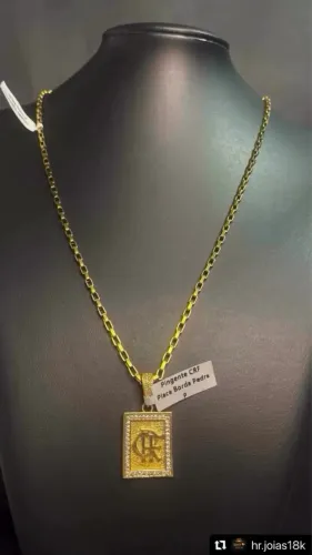 Cordao Cartier + Pingente do Flamengo Placa CRF Cravejado