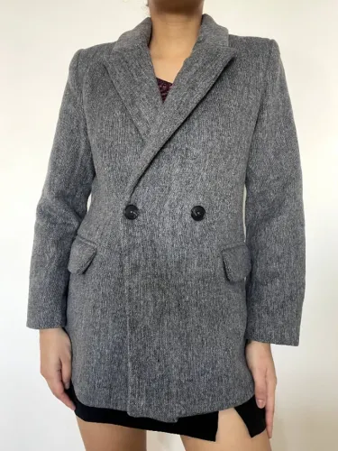 Blazer Lã Cinza Feminino Novo Tam XS Casaco Inverno