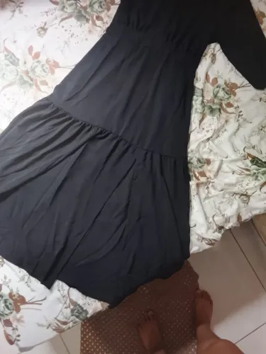 Vestido Preto Longo com Aberturas - Tamanho G