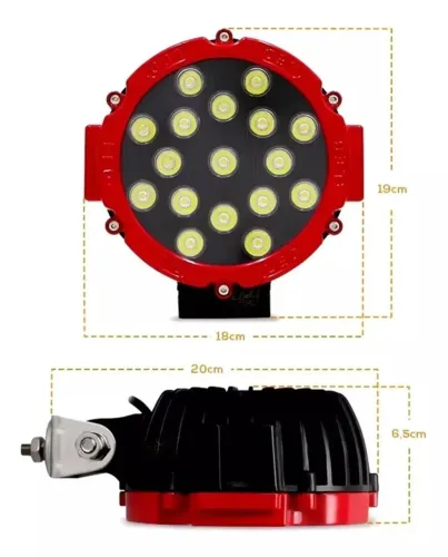 Vendo Par Farol De Led Redondo Auxiliar Milha 12v 51w Aro Vermelho