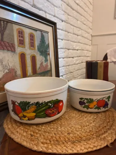 Par de Tigelas Porcelana Santa Rosa (Pedreira) - Estampa Horta e Frutas Vintage