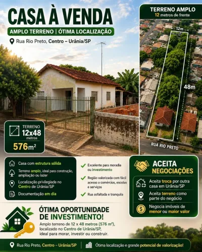 Terreno 12x48 - Com casa