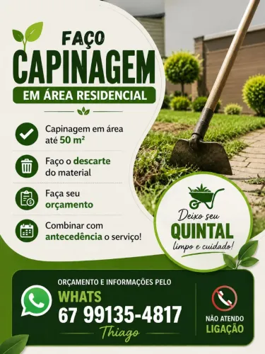 FAÇO CAPINAGEM EM ÁREA RESIDENCIAL. LEIA A DESCRIÇÃO ABAIXO