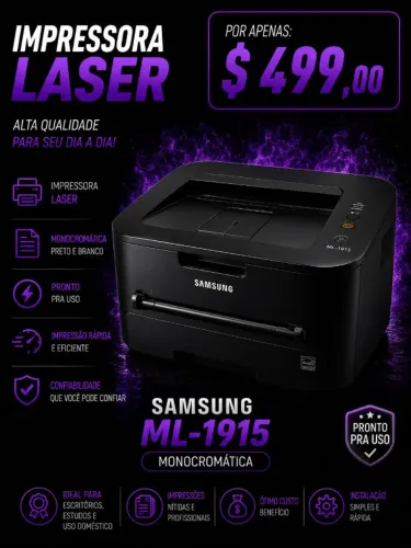 Impressora Laser Monocromática Samsung ML-1915 / Preto / USB (aceito cartão)