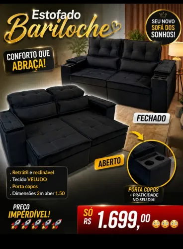 Sofá retrátil e reclinável novo