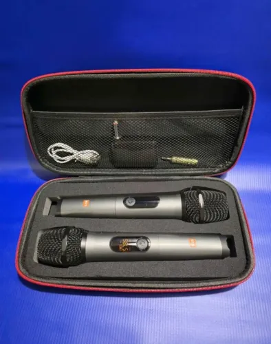 Kit Microfone Sem Fio, 2 Canais + Case - Novo