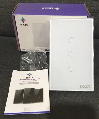 Interruptor Ekaza EKAT-T307-3W 3 Botões Wi-fi Smart Automação Branco - NOVO
